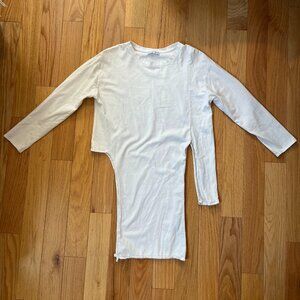 ZARA - ASYMMETRIC WHITE TEE (LONG SLEEVES)
